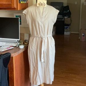 Jones New York Khaki & White Linen Blend Dress Size 6, NWT